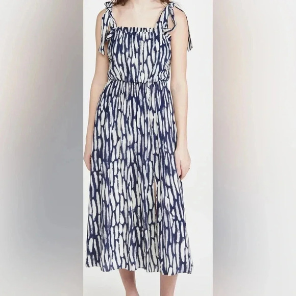 Jason Wu Sleeveless Dress with Shoulder Ties in Spring Navy Multi SZ6 Maxi Dress - Picture 6 of 16
